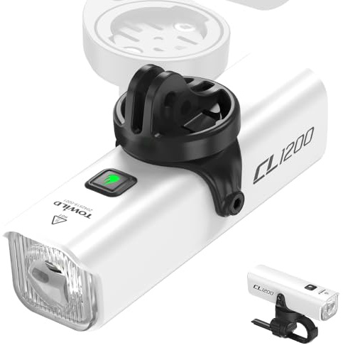 TOWILD Luz De Bicicleta 1200 Lúmenes Linterna Frontal De Bicicleta Recargable por USB De 5000 mAh, IPX6 Impermeable Linterna de para Ciclismo Carretera Montaña MTB
