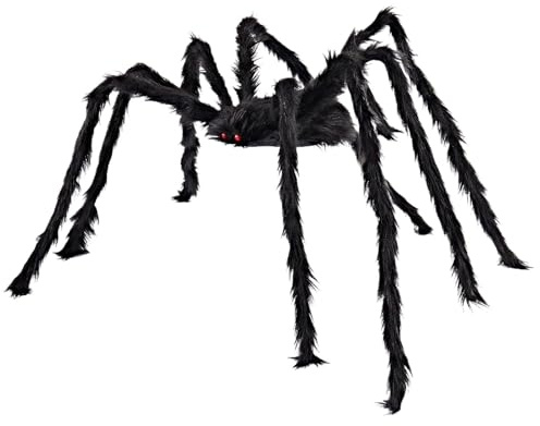 Araña Falsa - Decoración De Araña para Halloween 200 Cm - Accesorios Peludos y Espeluznantes para Jardín Terraza Porche Patio Fiestas Casa Encantada
