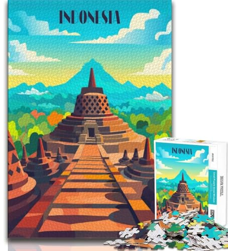 Puzzle Borobudur Serenity pour Adultes et Adolescents, Jeu Stimulant et Jeu Familial idéal comme Cadeau pour Toute la Famille 38x26cm