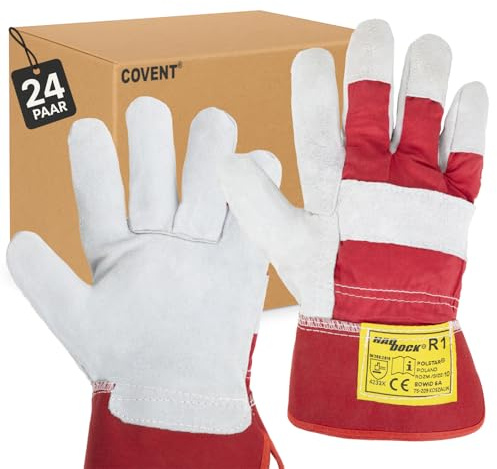 Covent Arbeitshandschuhe Herren Leder Gr 10 - Gartenhandschuhe dornenfest EN388 4233X – Schutzhandschuhe mit einer starren Manschette - mit Leder verstärkt