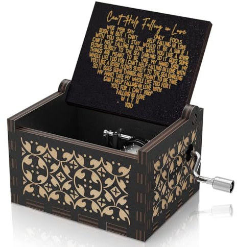 YUVKIN 1 pezzo Carillon in Legno, Melodia del Tema Can't Help Falling in Love, Carillon Incisione Vintage, Carillon Bambina, Carillon a manovella, Regalo per San Valentino, Compleanno, Natale