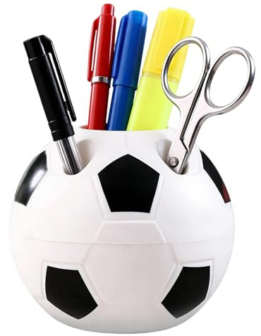 PacuM Stiftebecher Fussball mit 6 Löchern 9,5 x 10,5CM Tisch Organizeraus | KunststoffPlastic Multifunktions Stiftehalter Fußball Nicht Verformt für Büro Zuhause Schule Einschulung Geburtstag