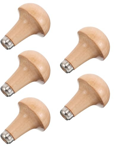 FOMIYES Manici in Legno per Strumenti di Incisione 5 Pezzi Impugnatura Ergonomica per Falegnameria e Lavorazione del Legno, Sostituzione Manici per Utensili Manuali