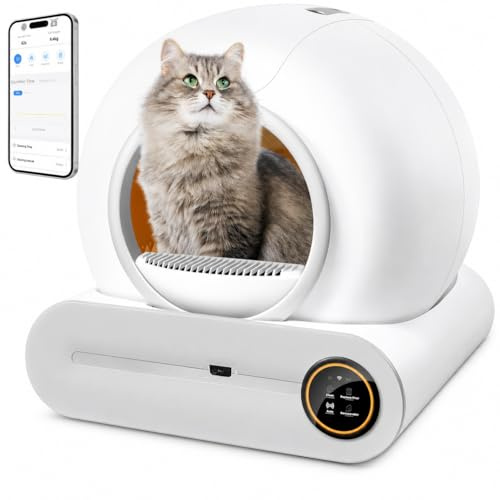 PGDSGA Selbstreinigende Katzentoilette 65L XXL – automatisches Katzenklo mit App-Steuerung,Gesundheitsmonitor & Ionen-Geruchsneutralisierung,inkl. 5 Müllbeutel & 1Matte, für Mehrkatzen katzenklo