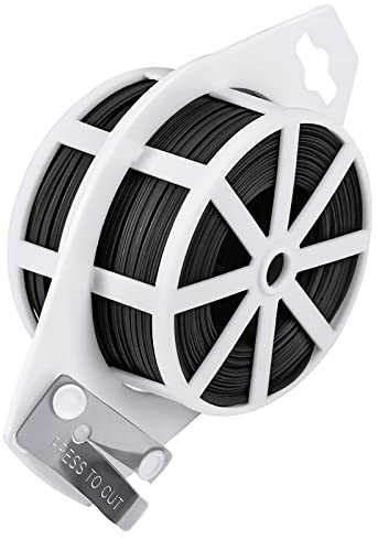 Shintop Bindedraht,100m Blumendraht Gartendraht Pflanzendraht Pflanzenbinder mit Eingebautem Cutter für Gartenarbeit, Haus, Büro Pflanzenunterstützung(Schwarz)