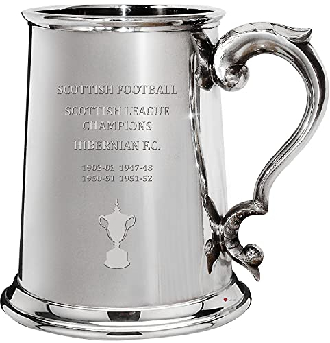 I LUV LTD 1 Pint Tankard for Hibernian Hibs Scottish League Division One Titles Pewter Beer Mug Football Fan Trophies Memorabilia Mens Birthday Personalised Gifts