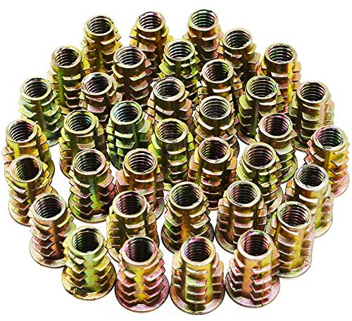 Einschraubmutter M6,CHEPL 100pcs Einpressmutter Gewindeeinsatz M6 Zink-legierung Innensechskantmuttern Muttern für Holz Möbel