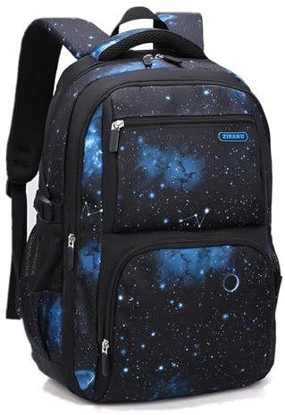 Galaxy Print - Mochila escolar para niño, 3 piezas - Negro/Azul/galaxia, 3Pcs Backpack Set, Mochilas