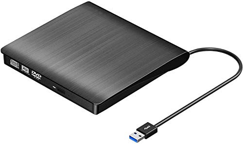 Unidad de CD externa USB 3.0 Protable USB CD DVD ROM +/-RW Reproductor Óptico Lector Grabador Grabador para Windows 10 Portátil y Escritorio, PC Linux, MacBook Pro/Air, iMac