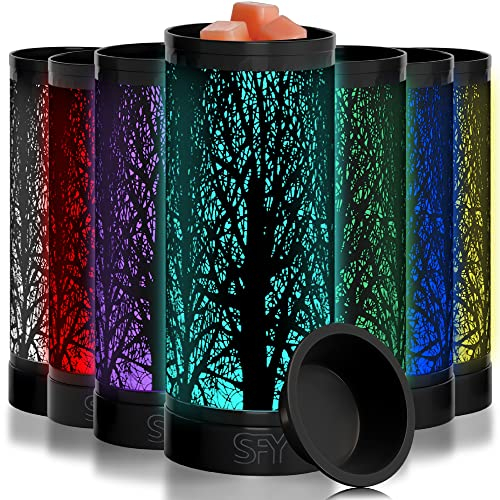 Serentify Colour Changing Electric Wax Melt Burners | Essential Oils Burner | LED Light/Lamp and Wax Warmer | Easy Clean Silicone Dish | 26.5cm (Black)