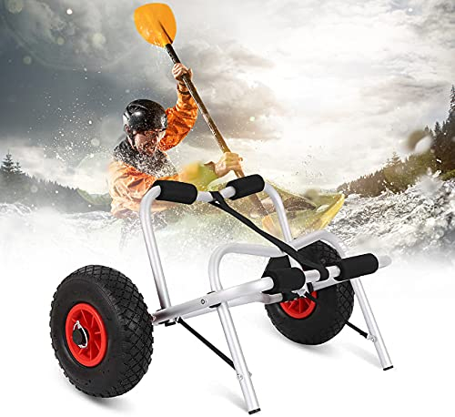 ZhiLianZhao Spannriemen Aluminium Kanuwagen, Kajakwagen, Kanuwagen, Bootswagen Trolley, Schnelle Montage, für Kanu Surfboard Faltboot Surfwagen Bootstrailer