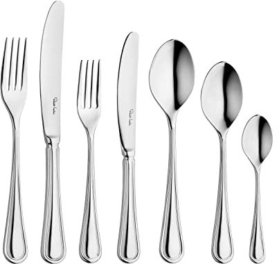 Robert Welch Aston Bright, 56 Piece Cutlery Set for 8 People. Made from Stainless Steel. Dishwasher Safe.