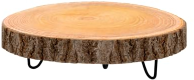Spetebo Mini mesa auxiliar de árbol con estructura de metal – 25 cm – Pequeño taburete de madera – Soporte para plantas, flores, taburete, plato decorativo pequeño