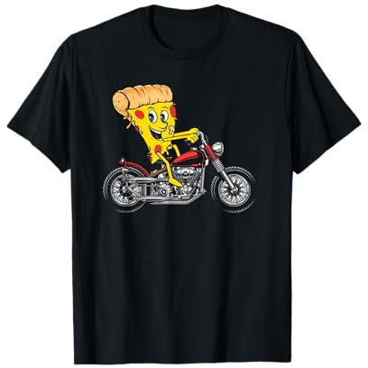 Tranche de pizza sur une moto, moto Chopper, moto Biker T-Shirt