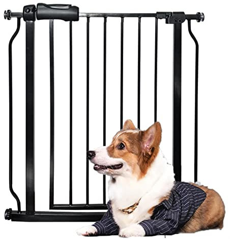 JIAYING Treppengitter für Hunde,29-33 Zoll Hundeschutzgitter,Druckmontiertes Metall-Kindergitter,Kein Bohren (Color : Black, Size : 74-85.9cm)
