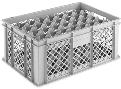 DIE BOX FABRIK Gläserkiste 600x400x260mm mit Einsatz für verschiedene Einsatzzwecke, Gläserkasten, Gläserkorb (40 Gläser 8x5)