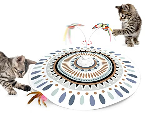 Potaroma Cat Toys Chargeable, 3in1 Hide and Seek for Kittens, Interactive Automatic Play, Fluttering Butterfly, Moving Wand Feather, Indoor Kitty Exercise 22.8 Inch Cover for All Breeds