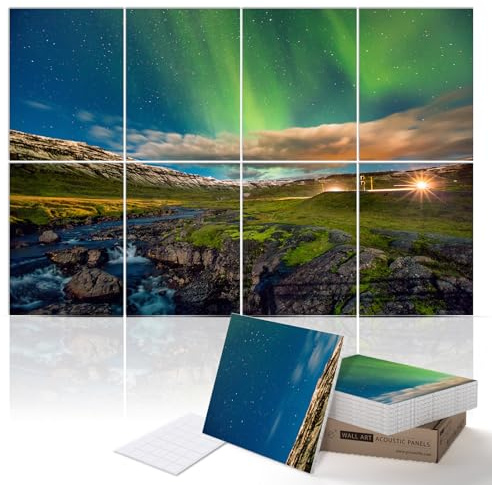 PINWELIFE® Wall Art Acoustic Panels, Sound Proof Absorbing Panels for Home/Office, Decorative Absorbing Dampening, Noise and Echo Cancelling, 120x80cm (Northern Lights)