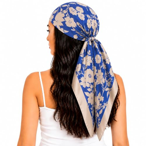 FAIRYGATE Damen Quadratischer Schal Satin Kopftuch Bandanas Haarschal Schal für Damen 90x90cm 76