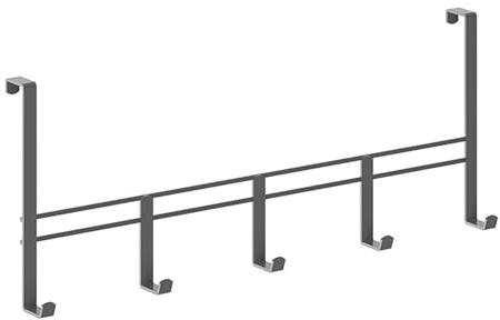 Metaltex Türhängeleiste 5 Haken, LAVA Line schwarz, Türgarderobe zum Einhängen