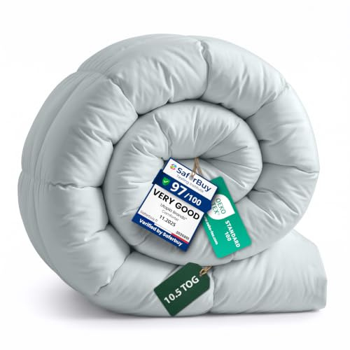 Utopia Bedding Coverless King Size Duvet, 10.5 Tog Box Stitched, Light Grey | Soft & Luxury Comforter with Durable Quilting pattern and Even Filling, Added Corner Tabs, Machine Washable