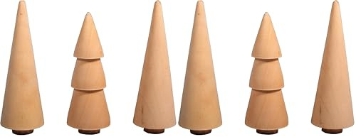 Rayher 46541505 Holz Bäume, 2.9cm, natur, sortiert 7.8-8.5cm Höhe, Box 3Stück, Normal (Packung mit 2)