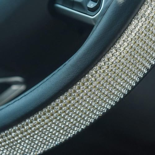 Lenkradhuelle Mit Glitzer, Strasssteine Lenkradueberzuege, Universal 15 Zoll Auto Zubehoer Glitzer, Passt füR Die Meisten Limousinen,SUV,Black