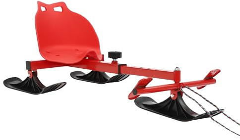 Snow Racer Sled, Ski Slider with Long Pull Rope, 2 Modes & Adjustable Length Ski Sled Slider for Teens, Kids Age 3 and Up, Adults up to 192 LBS
