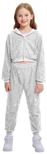 LOLANTA Kinder Pailletten Hip Hop Tanz Kostüm Street Dancewear Jacke Hose Set