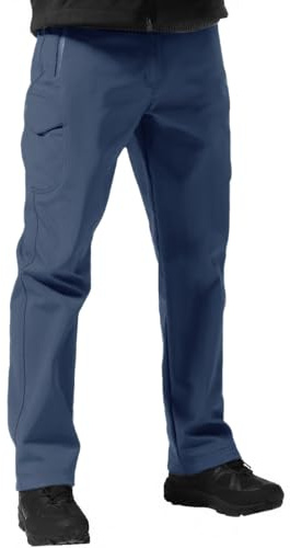 FREE SOLDIER Pantaloni da Sci Invernali da Uomo, Impermeabili, da Caccia, per attività all'Aria Aperta, Antivento, Termici, in Softshell, per Arrampicata e Escursioni, Blu, 50W