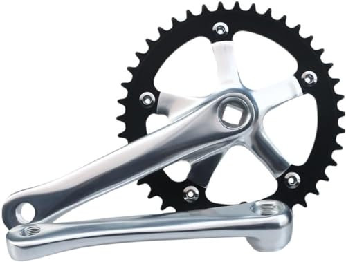 165 mm Rennrad-Kurbelgarnitur, 44 Zähne BCD-130 mm Vierkantloch-Kettenblatt, Aluminiumlegierung, Fahrradkurbel, geeignet für Falträder/Rennräder, 165 mm Silber, Kurbel