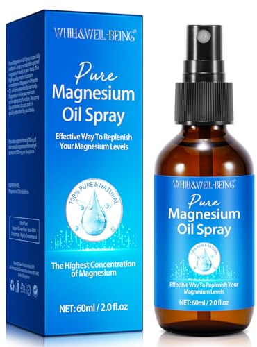 Magnesium Spray, Pure Magnesium Oil Spray for Feet, Natural Ingredient in Glass Bottle, Easy to Absorb and Use 1Pack