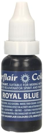 Sugarflair Edible Droplet Paint Lebensmittelfarbe Flüssig Royal Blue - Lebensmittel Farbe für für Zuckerpaste, Buttercreme - kann mit Airbrush verwendet werden - 14ml | Lebensmittel Farbe für für Fondant, Marzipan, Gum Paste, Buttercreme, Teig und mehr, Kann mit Airbrush verwendet werden
