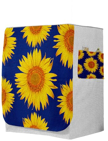 Highdi 3D Housse de Protection pour Machine à Laver, Chargement Frontal Housse à La Poussière avec Ouverture Frontale (Capacité S 6~7,5kg,Tournesol 3)