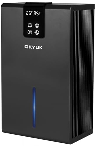 Deumidificatore elettrico 2700 ml, deumidificatore per casa con spegnimento automatico, luce LED a 7 colori, ideale per camper, bagno, camera da letto, cantina (nero)