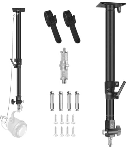 MSKIRA Photography Studio Ceiling Wall Mount with 1/4 to 3/8 Adapter, Camera Wall Mount Boom Arm Up to 30 inch for Photo Video Softbox,LED Ring Light, Monolight