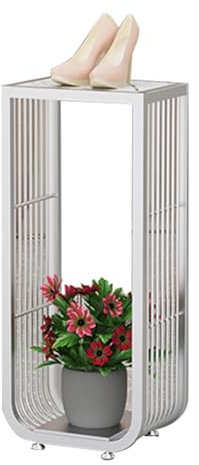 GOCHUSX Pflanzenständer Aus Metall, Pflanzensäulen Aus Metall, Blumenständer Für Hochzeiten, Tische Mit Quadratischen Zylindersäulen Für Hochzeiten, Tortenständer(Weiß,32x25x100cm)