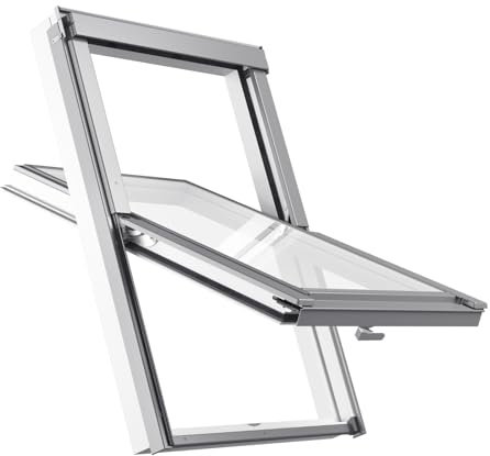 Velux Gruppe 66 x 118 cm Kunststoff Dachfenster RoofLITE+ | Fenster mit 3-fach Verglasung | Schwingfenster inkl. Eindeckrahmen für Dachziegel, Ebene Ziegel (bis 50 mm)