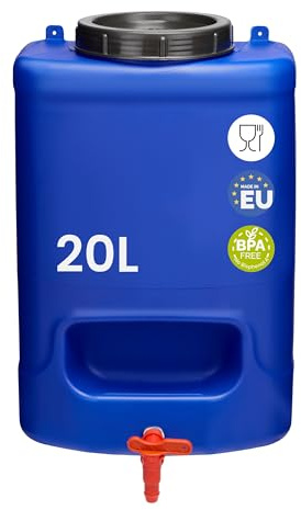 Garronda Bidón Boca Ancha Garrafa Agua con Grifo sin BPA 20 litros Depósito de Camping Accesorios Garrafa con Grifo Deposito Agua Camper Azul GD-0084