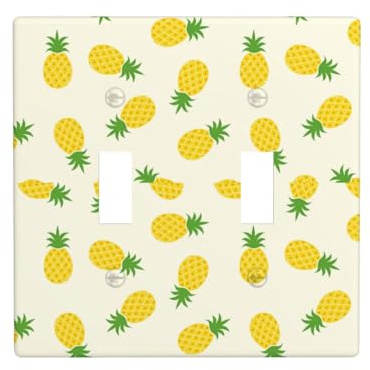 Placca di copertura per interruttore della luce a levetta, 2 piastre da parete di dimensioni standard 11,4 x 11,4 cm, piastra di copertura decorativa per interruttore della luce a doppio ananas
