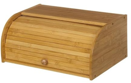 Relax World Panera de madera de bambú con tapa deslizante, dimensiones 40 x 28 x 17 cm