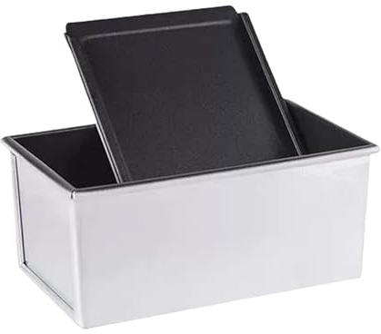 FAQQI Shokupan Moule à pain japonais Pullman avec couvercle, fer plaqué aluminium pour un usage commercial, moule argenté durable