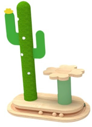 F Fityle Rascador de Madera para Gatos, Interactivo, Divertido, para Gatos Que Trepan a los árboles y muelen Sus Patas, para Hacer Ejercicio en Interiores, con Flor