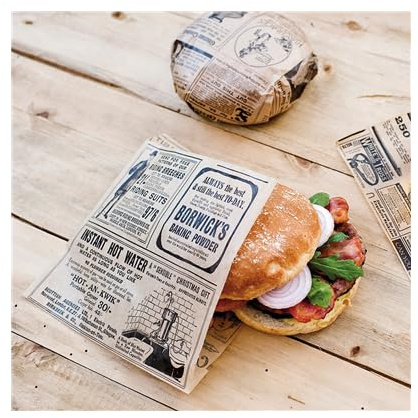 Sacs à Hamburgers Kraft 13x14 cm – Lot de 200 Sacs Papier Alimentaire Résistants à la Graisse pour Sandwiches, Snacks et Vente à Emporter