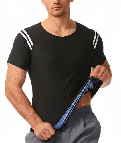 Weyot Tuta Sauna Dimagrante Uomo, Canottiera Dimagrante Uomo, Tuta Per Sudare Palestra Fitness Yoga Corsa Uomo, Canotta Brucia Grassi Uomo, Fitness Sudorazione Body Shaper, 2XL/3XL,Black