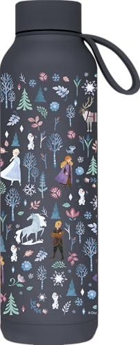 QUOKKA SOLID X DISNEY | BOTELLA TÉRMICA DE ACERO INOXIDABLE DOBLE PARED CON COLGADOR | FROZEN FOREST