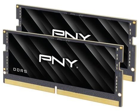 PNY Performance 64GB (2x32GB) DDR5 DRAM 5600MHz (PC5-44800) – CL46-46-46-90 (Compatible with 5200MHz, 4800MHz), 1.1V, 262-Pin Non-ECC – Notebook/Laptop (SODIMM) Computer Memory Kit – MN64GK2D55600-TB