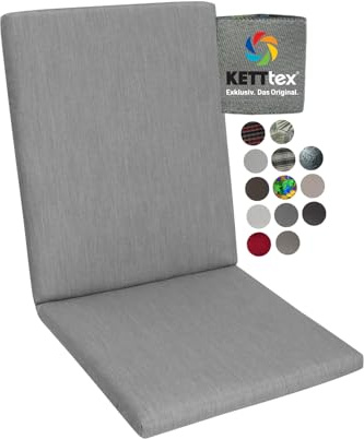 KETTtex EXKLUSIV Auflage Mittellehner Agora hellgrau I Gartenstuhl Polster 109x50x4cm I spinndüsengefärbter Stoff I KTH2 Sitzauflage I Pflegeleichte & widerstandsfähige Sesselauflage I Dessin 2709