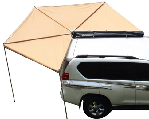 Vehicle Awning 270 Degree, Height Retractable Driver's Side Awning for Truck, SUV, Van, Campers Rooftop Pull Out Tent Shelter Adjustable Height