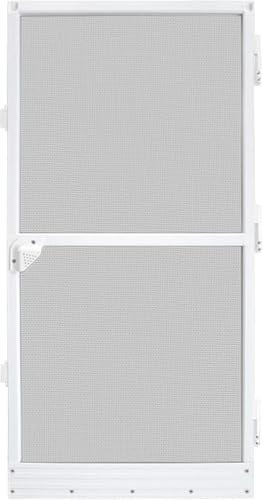 Xinyilau Fliegengitter Tür mit Alurahmen 120x210cm Insektenschutz Belüftung Fliegengittertür weiß als Selbstbausatz mit Bürstendichtung,Insektenschutztür für Balkon Terrasse(120 x 240 cm)